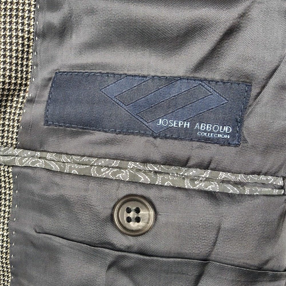 Joseph Abboud Blazer Mens 46S Brown Wool Silk Check Sport Coat Jacket Made USA - Picture 4 of 13